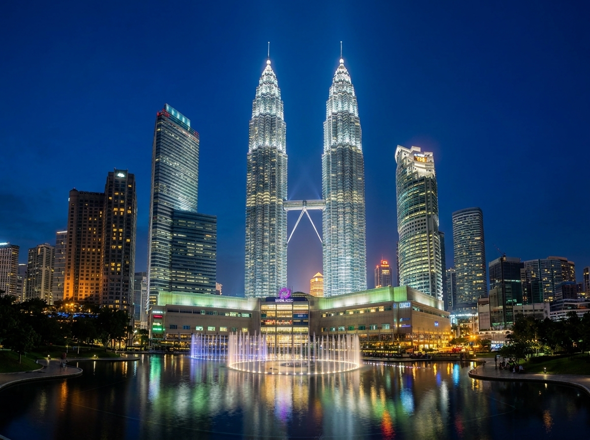 Torres Petronas iluminadas en Kuala Lumpur